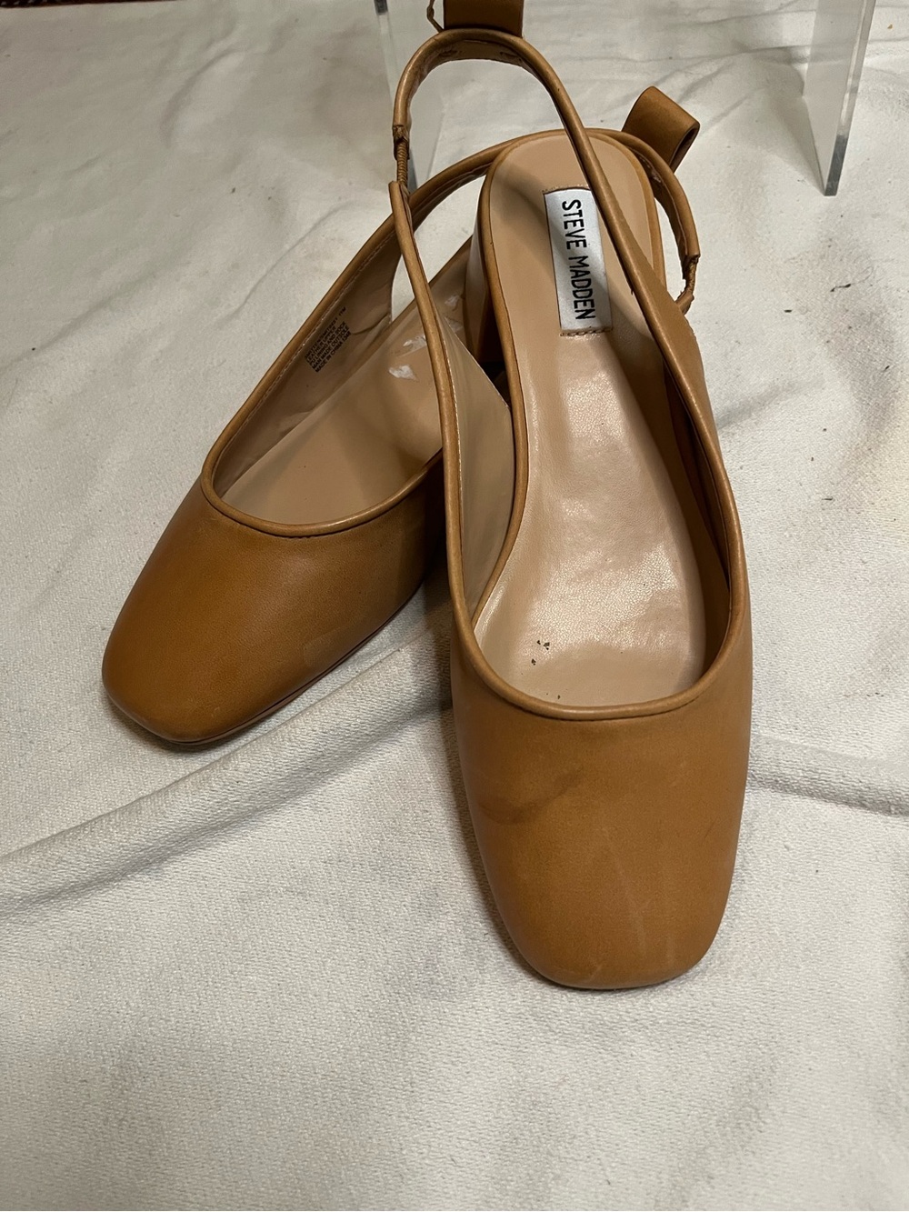 Steve Madden Tan Leather Slingback Block Heel Mules - Picture 4 of 4